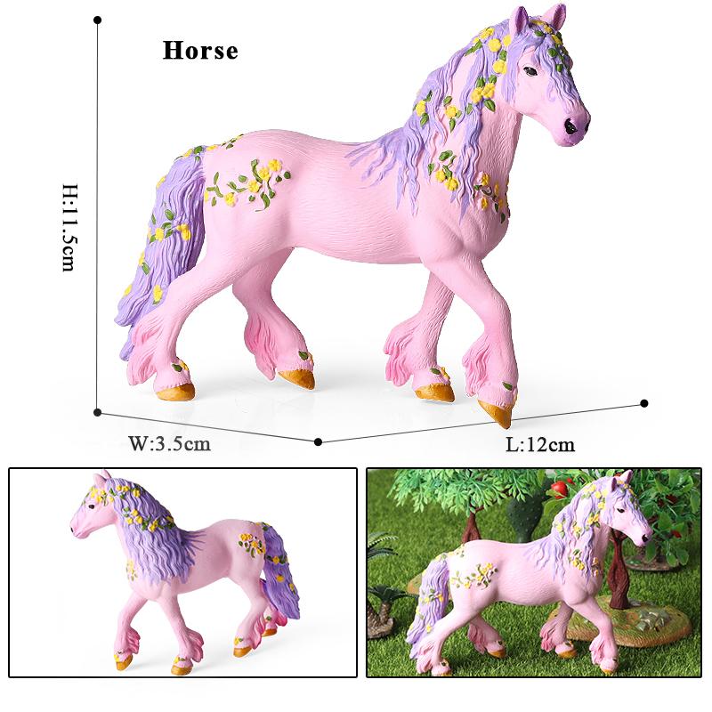Oenux Mythical Rainbow Pegasus Simulation Animal Figures Model Fairy Tale Fly Horse Action PVC Educational Toys Girl Gift
