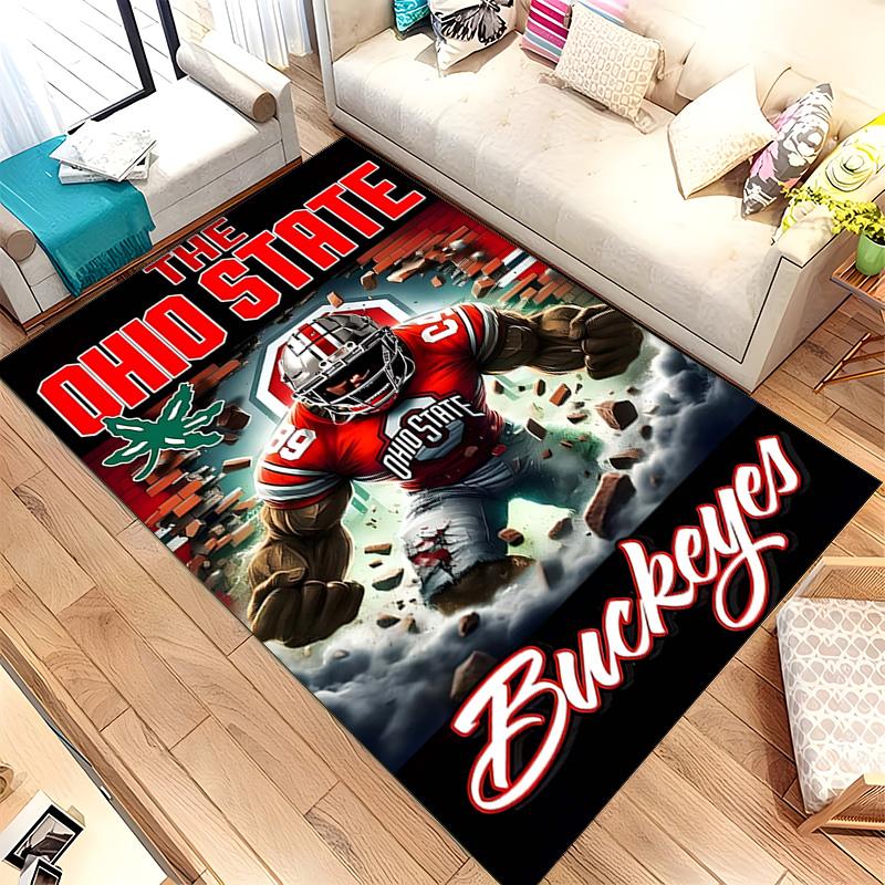 Ohio State Buckeyes (14) Rug Suitable For Living Rooms Bedrooms Computer Rooms Dining Areas And Placement Under Tables And Chairs Also An Ideal Choice