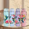 1PC Hummingbird Floral Wreath 750ml Color Plastic Sports Water Bottle Leakproof Flip Straw Lid Suitable for Sports Office Home Use