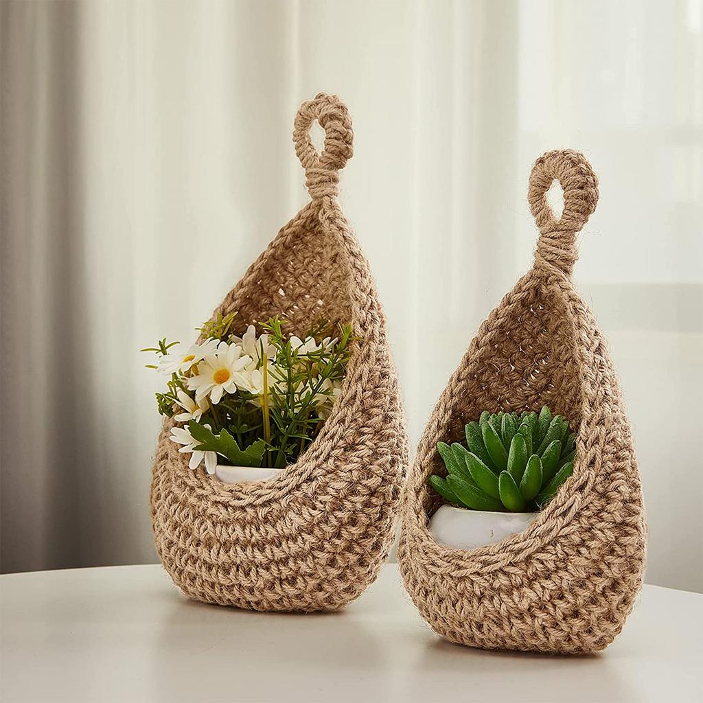 Handwoven Bird Nest Teardrop Net Bag Cotton Rope Crochet Fruit Storage Basket
