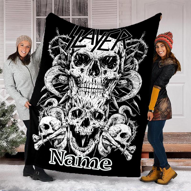 Personalized Custom Name Blanket - Slayer logo Print Design,Blanket for Sofa,Bed,Travel,Camping - Soft and Warm, Great Gift