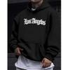 Unisex Autumn and Winter Casual Fashion Loose Hoodie, Los Angeles Letter Printed Long Sleeved Warm Pullover Sweater