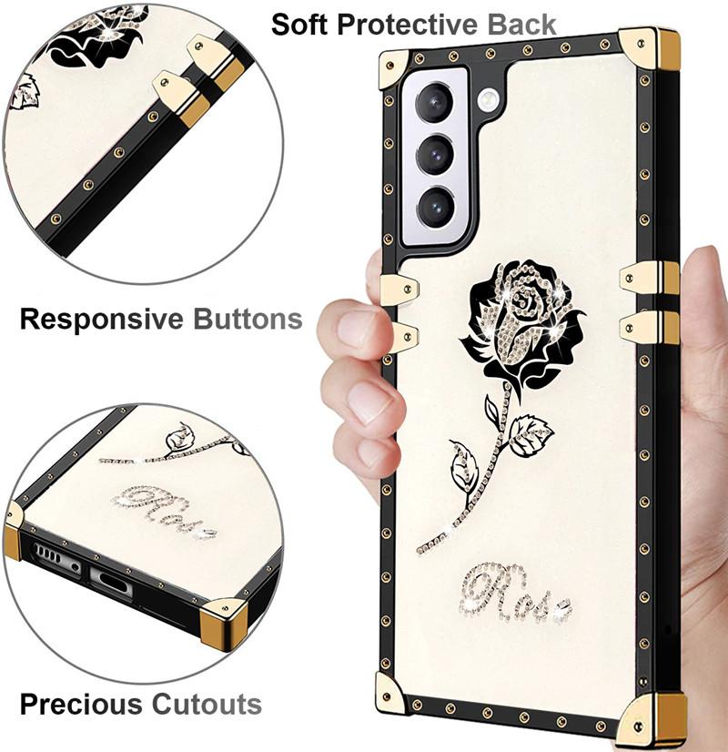 Чехол-подставка с розой для Samsung Galaxy S22 S21 S20 FE Lite S10 E S9 S8 Note 9 10 20 Ultra Plus A73 A53 A33 A23 A13 A72 A52, чехол для телефона с кольцом