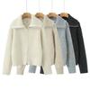 European and American women's clothing, the new slim-fitting and thin foreign-style versatile double zipper lapel knitted cardigan