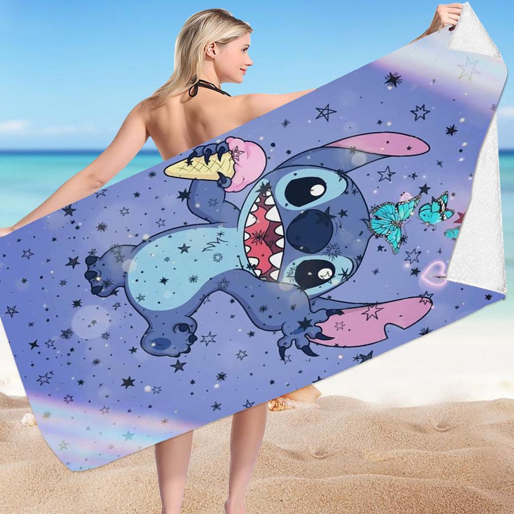 Stitch Zai Animation Beach Towel Microfiber Double-Sided Fleece Beach Towel Bath Towel Variety Square Towel Beach Towel
