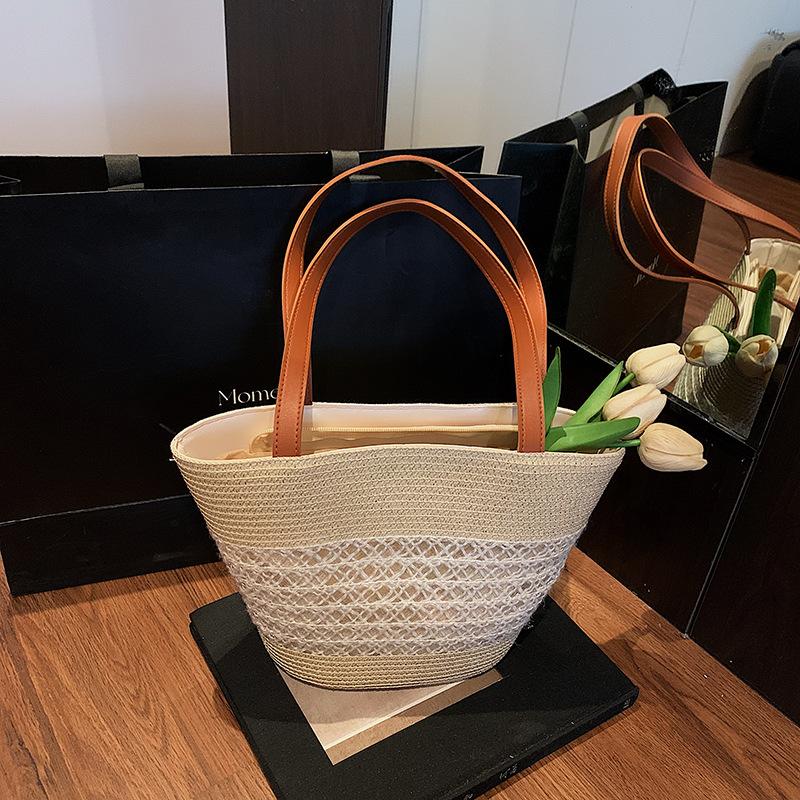 Jane Fashion Сумка на плечо Женская 2025 Плетеная Пляжная Сумка-ведро для отпуска