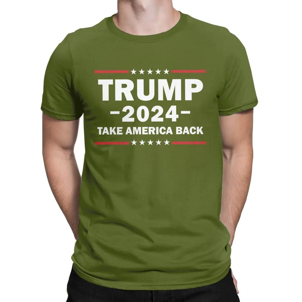 Мужские футболки Дональд Трамп 2024 Футболка Вернем Америке величие 100% Хлопок Футболка с коротким рукавом Футболки Круглый вырез Одежда Идея для подарка