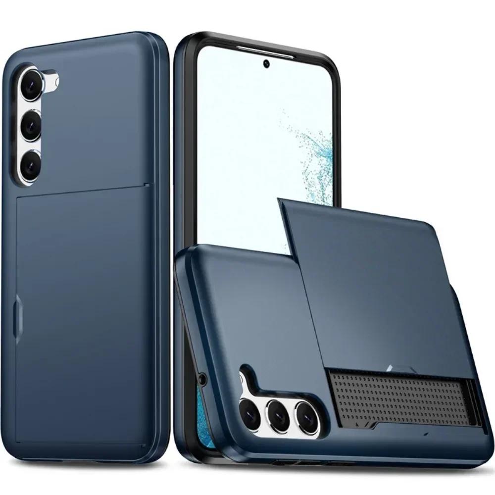 Case For Samsung Galaxy S25 Edge S24 S22 S23 S21 S20 FE 20 Ultra Plus Card Holder Slot Protective Shockproof Wallet Cover