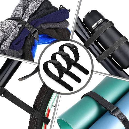 Stoooduo Cable Ties, Velcro, Cargo Tie Straps, Set of 4, 20*600mm, with Buckles, for Organizing Cords and Cables, Black