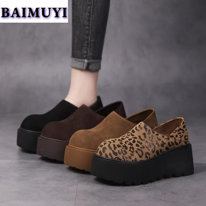 Леопардовые туфли на платформе, женские туфли на плоской подошве, замшевые повседневные кроссовки, брендовые мюли для женщин 2024 года, тренд, зимние плюшевые теплые зимние туфли Botas Mujer