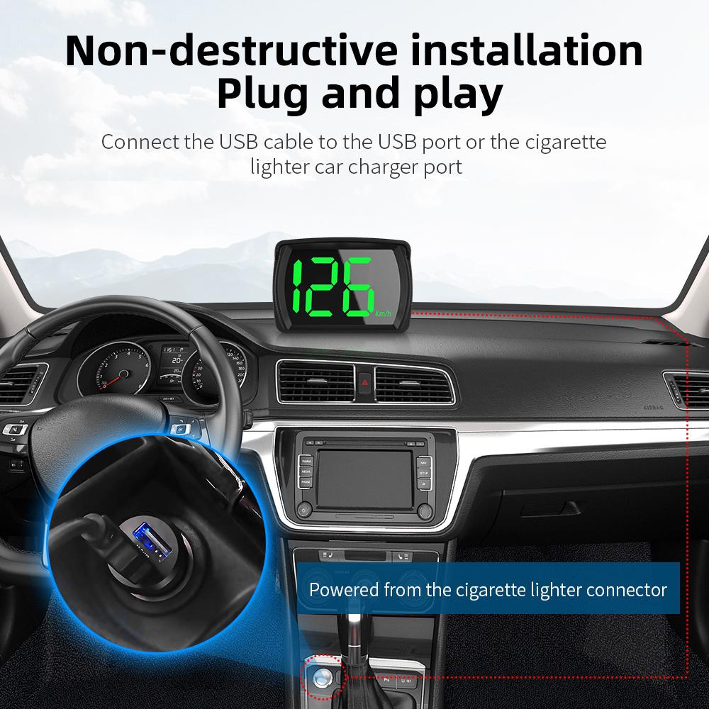 KMH автомобильные аксессуары GPS цифровой проекционный дисплей спидометр с большим шрифтом автомобильный HUD 2,8 дюйма для автомобиля, грузовика, автобуса Plug and Play