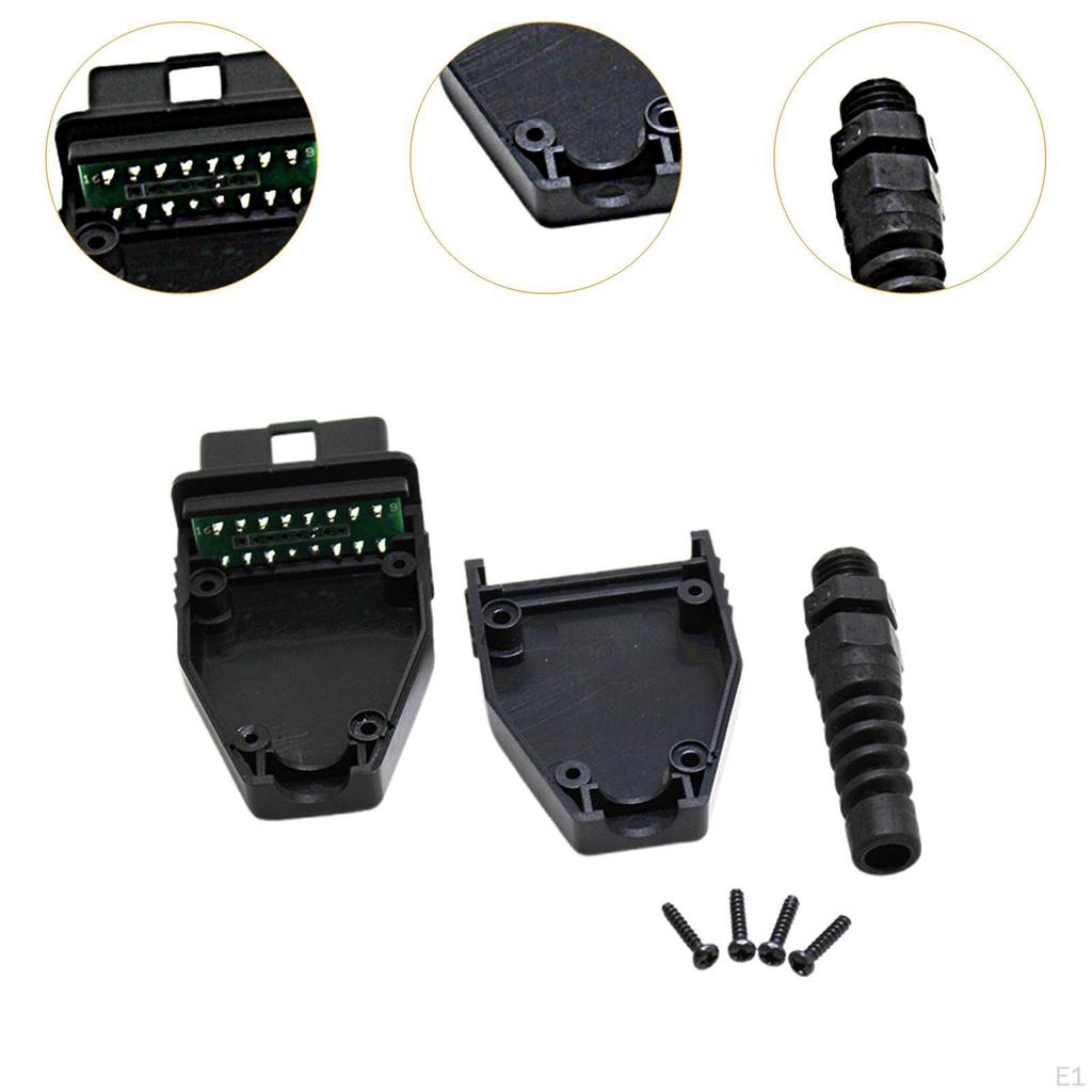 Автомобильный 16-контактный разъем OBDII Male Connector Lightweight Black Plug Запасные части