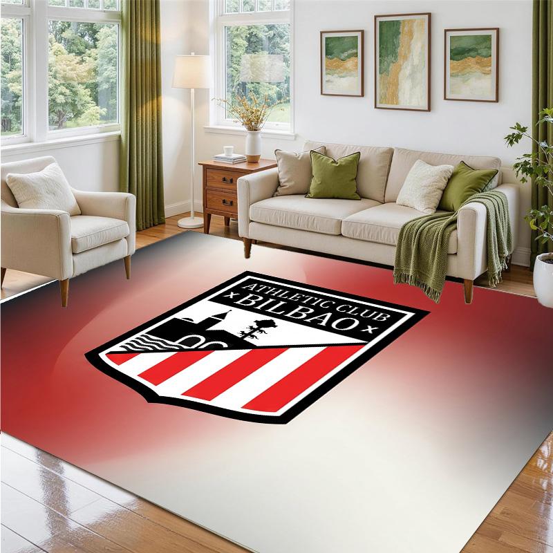 Athletic Bilbao Football Design Crystal Velvet Rug Soft Decorative Mat for Bedroom Entrance