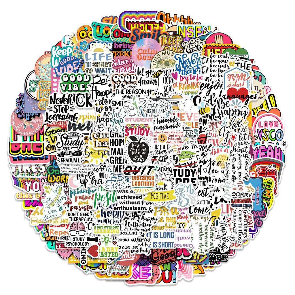 300 No-Repeat Cartoon Inspirational Graffiti Stickers Decorate Suitcase Guitar No Glue Waterproof Stickers