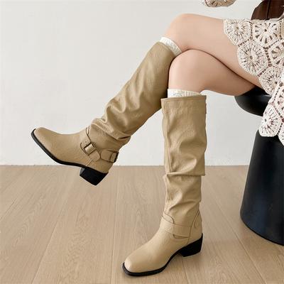 Белые ретро ботинки на высоком толстом каблуке детские ботинки 2025 новая осень с юбкой тонкие рыцарские ботинки