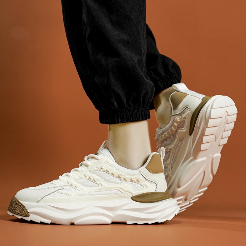 Трендовая спортивная обувь, мужские удобные дышащие кроссовки на платформе с сеткой, модные повседневные прогулочные кроссовки 2024 года, мужская летняя новинка