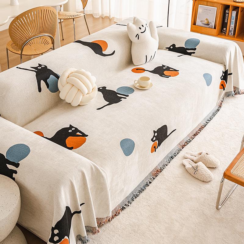 Простой стиль, расширенная атмосфера, зеленое окрашенное диванное полотенце, универсальный универсальный чехол для гостиной, пылезащитный чехол, ворсовое шерстяное одеяло