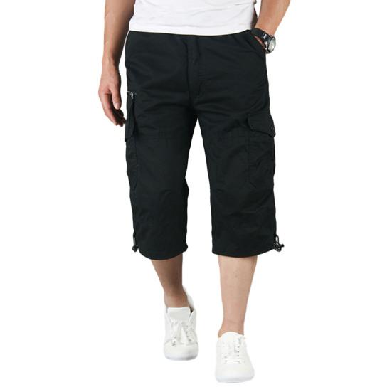 Мужские брюки длиной до икр, свободные брюки-карго с затягивающимся шнурком, летние повседневные спортивные брюки с несколькими карманами на молнии для повседневной носки, для спорта и улицы