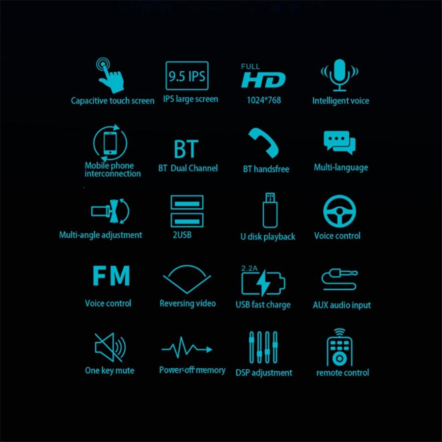 9,5-дюймовый сенсорный экран IPS Автомобильный Bluetooth медиа-музыкальный плеер FM Поддержка нескольких языков