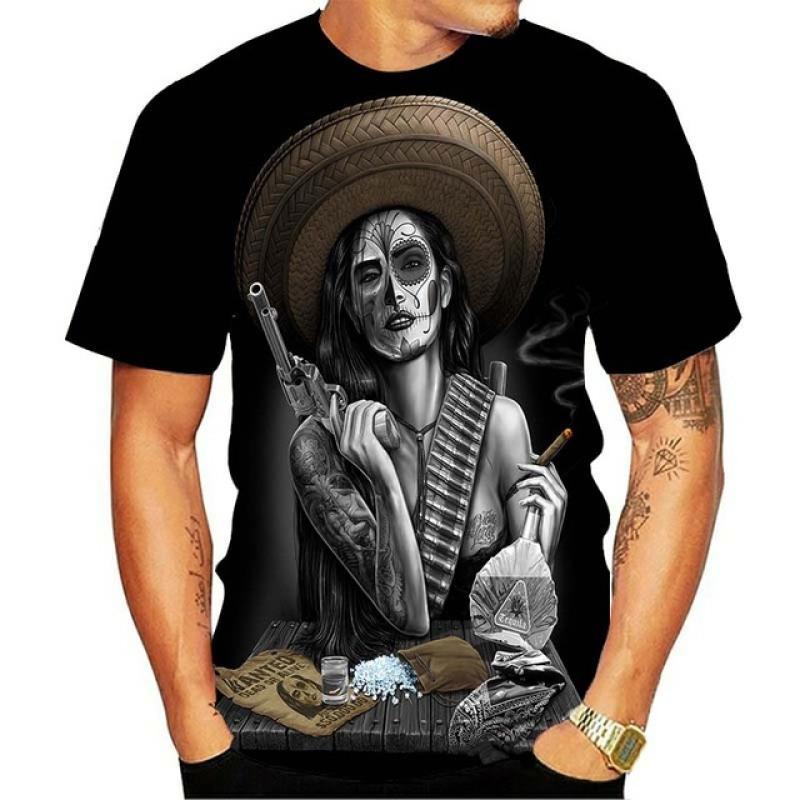 Men's Y2k T-Shirt Short Sleeve Indian Graphic 3D Print Top Oversize Streetwear Fashion Tee Harajuku Hip Hop Vintage Men Clothing