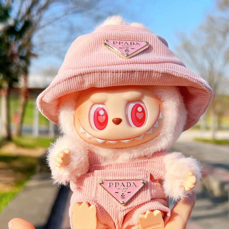 New Corduroy For Labubu Doll Clothing Set Hat 17cm Clothes Shoes Doll DIY Accessories Training Sitting Party Games Toys Gifts