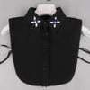 Pearl Detachable Collar Women Crystal Diamond Chiffon Shirt False Fake Collar Women Removable Peto Mujer Chemisier Faux Cols Tie