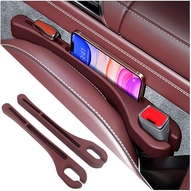 2PCS Car Seat Gap Filler With Phone Holder,[New Upgrade] Multi-Function Car Side Seat Gap Filler For Prevent Items Falling,Universal Car Seat