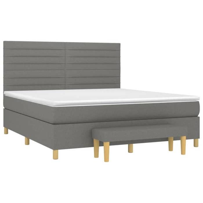 Maison Exclusive - Sommier à lattes de lit avec matelas Gris foncé 180x200cm Tissu