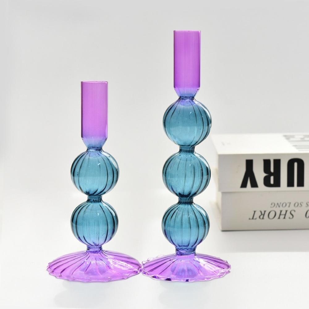 Colored Glass Candle Holders for Home Wedding Room Decoration Taper Candle Holders Romantic Table Centerpieces Ornaments
