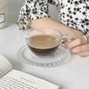 220ML Beaded Glass Beaded Dish Milk Coffee Cup Set Afternoon Tea Cup Transparent Concentrated Coffee Cup Coffee Table Decoration