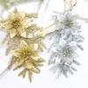 2pcs Gold Glittered Christmas Floral Arrangement Holiday Decor For Trees Gold Dusted Christmas Flower 18x32cm