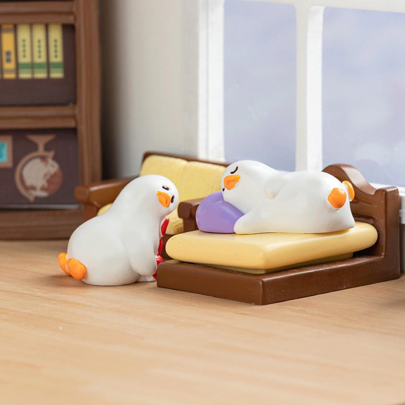 Мультяшная новинка, фигурка утки, милая статуэтка утки, кавайное мини-украшение в виде животного, креативное украшение для дома своими руками, аксессуары, подарки