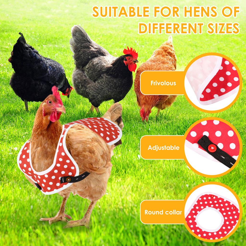 3Pcs Chicken Saddle with Adjustable Straps Wear Breathable Hen Feather Protector Bird Pet Clothes Poultry Apron Garden Supplies
