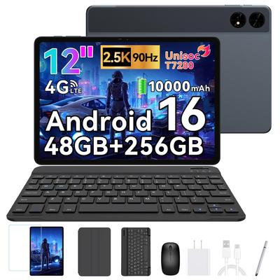 Android 16 Besttab T60 6 QHD Большой Gemini CPU 4G LTE Звонки Двойной Widevine L1 Netflix Родительский Идеально для и Планшет для Путешествий, 12-дюймовый, Wi-Fi Модель,
