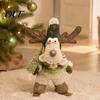 Unique Winter Wonderland Decorations Green Christmas Plush Figurines, Skiing Snowman Reindeer Stuffed Doll, Fabric Elk Dolls for Home Decor