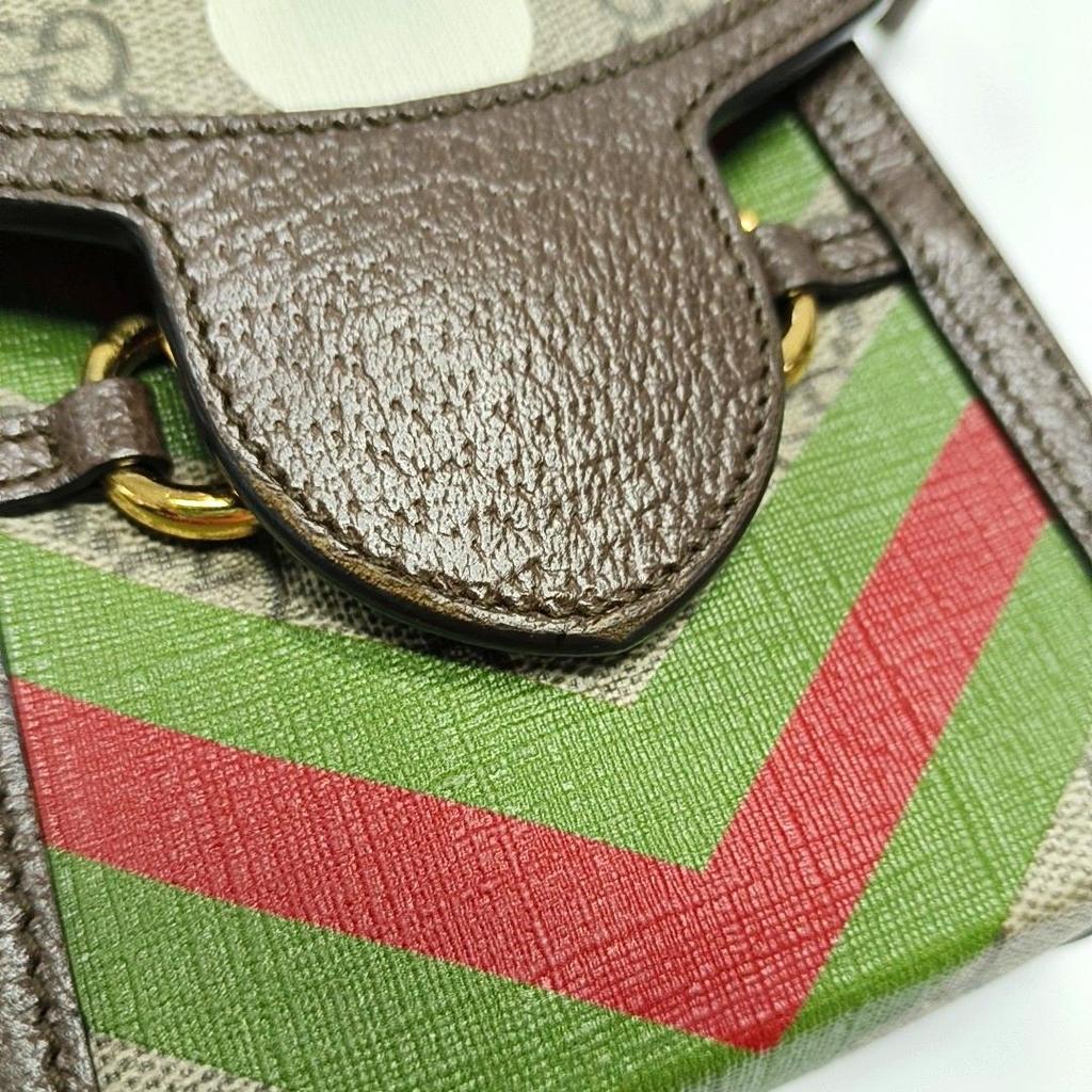 [Pre-Owned] Horsebit 1955 Vintage Logo Colorful Geometric Print Canvas And Leather Mini Shoulder Bag - Good #1SSEUP4