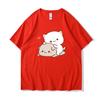Peach Cat Goma and Mochi T-shirt New Summer Style T Shirt Femme Cute Print Women Tee-shirt Fashion Harajuku Couple 100% Cotton