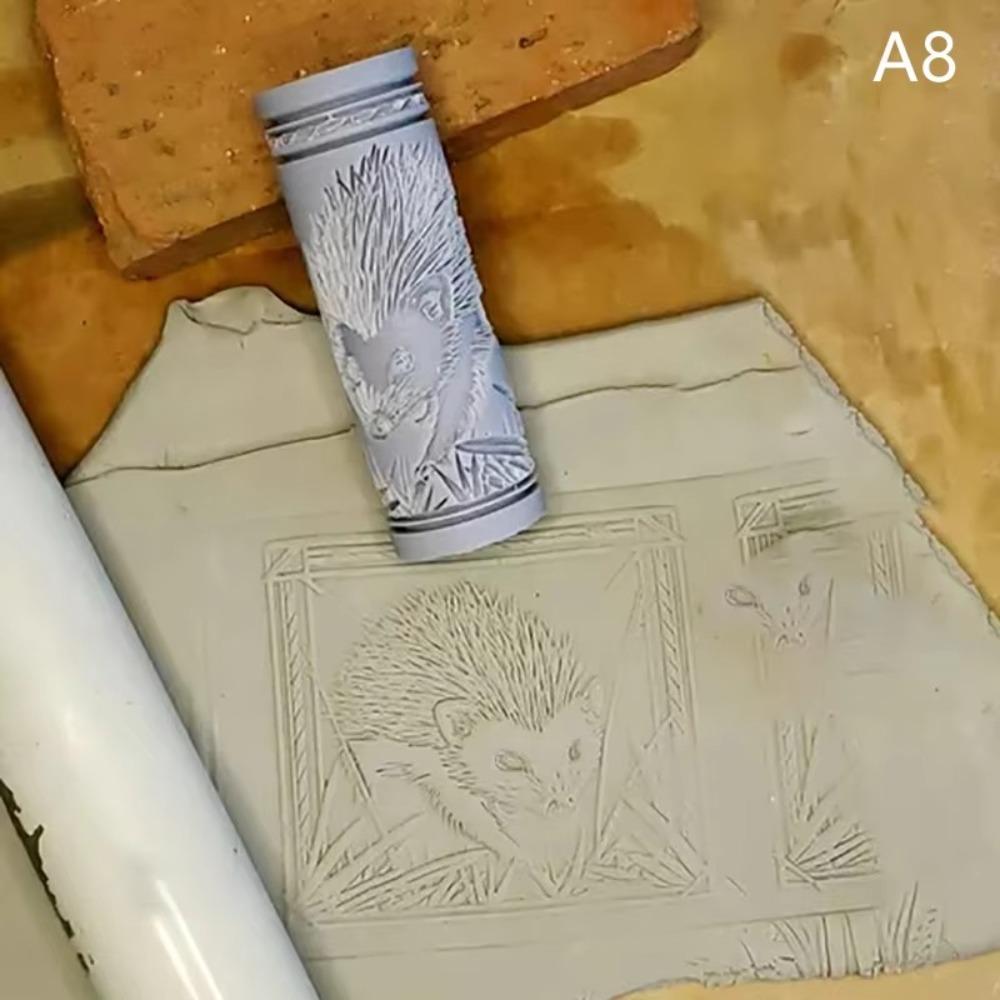 DIY Clay Tile Roller Creative Flower Bird Pattern Rolling Pins Rollers  Pottery Clay