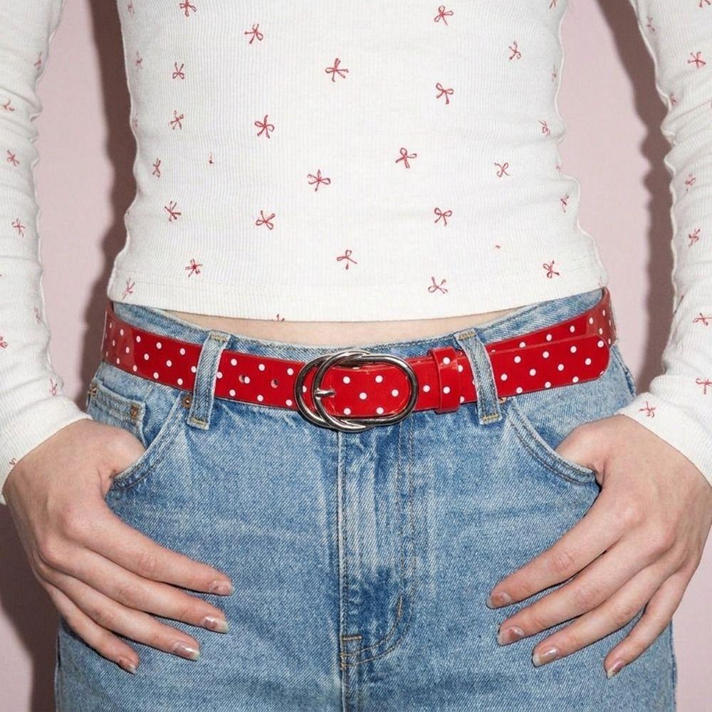 PU Leather Polka Dot Belt Millennial-Style Skirts Waistband Retro Thin Belt Jeans Accessories