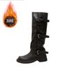 Autumn and winter new heightening belt buckle square round head amber streamer wind boots western pile pants tube women's boots