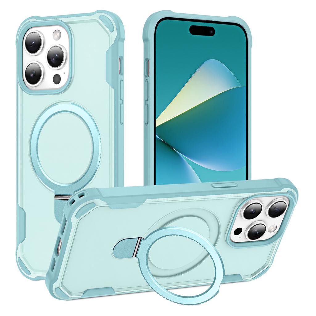 For iPhone 15 Pro Max Case Compatible with MagSafe Kickstand TPU+PC Shockproof Phone Back Cover