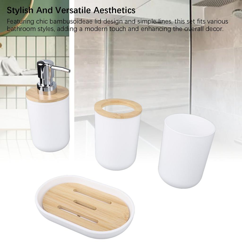 6PCS Bathroom Accessories Set PP Trash Can Soap Dispenser Soap Dish Toothbrush Holder Cup Toilet
