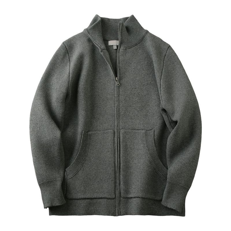 Scandinavian Order! Heavy Weight 100/Pure Cotton! Export Tail Goods Men Fall and Winter Stand Collar Knitting Cardigan Sweater Outwear