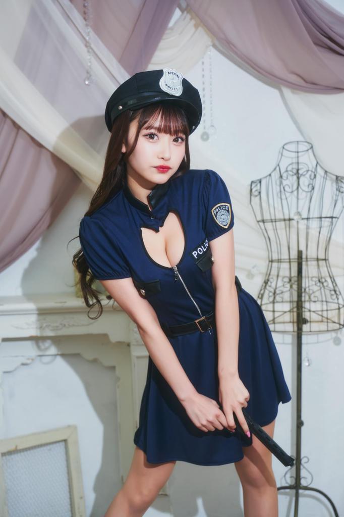 Clearstone GLOWHOLIC Heart Police Cosplay Size Costume, M, Navy, Halloween, Women's