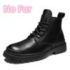 Fashion Lace-Up Men Winter Plush Snow Boots 2024 New All-match Male Boots Outdoor Men's Low Top Basic Shoes Leather Motorcycle Boots