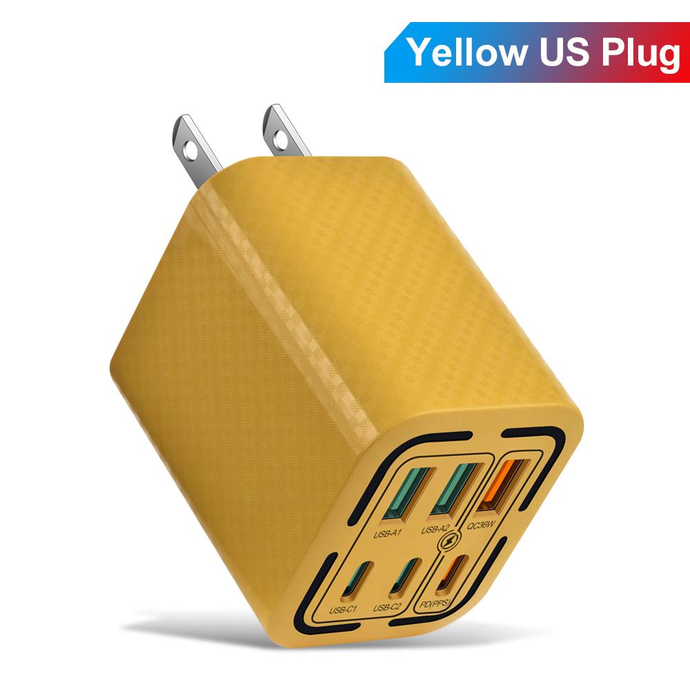 Total 100W USB Charger 6 Ports Type C Fast Charging Mobile Phone Wall Adapter EU/US Plug For iPhone 15 Samsung Xiaomi