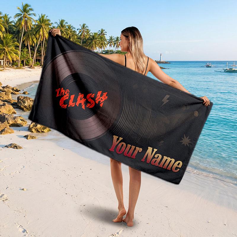 The Cure Customized Name Text Beach Towel, Soft Absorbent Towel Beach Pool Travel Personal Gift