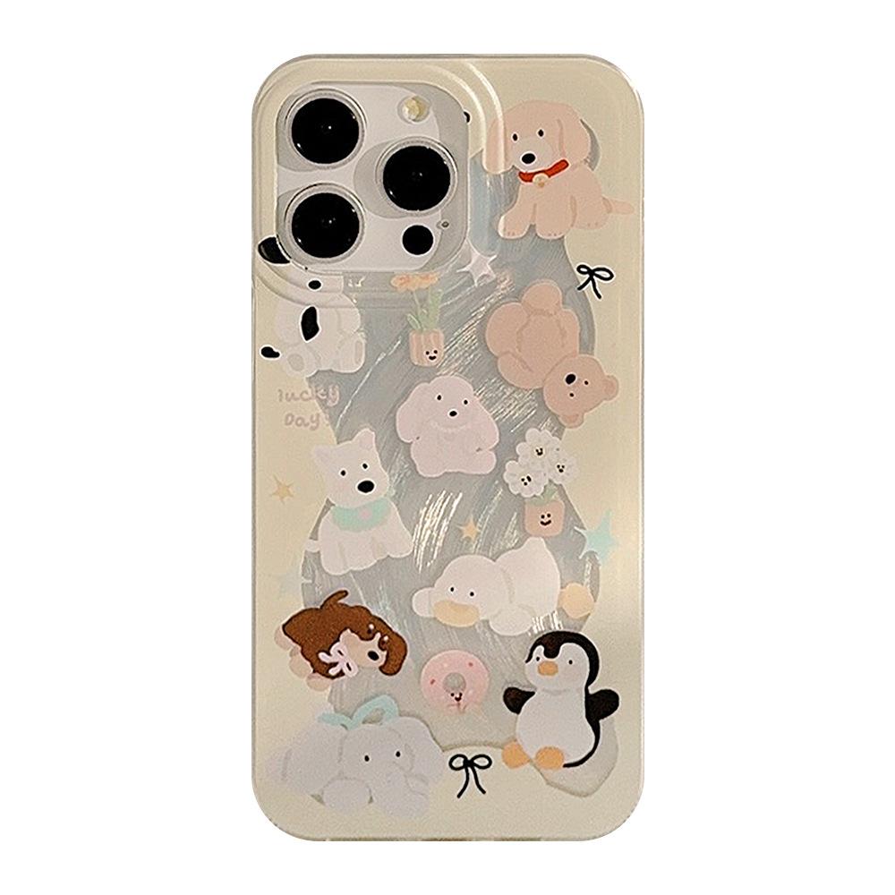 Crisp Yellow Animal Mobile Phone Case Suitable for Apple 15 Feather Yarn Iphone13 Anti fall 12 Korean 16 Cartoon 14promax