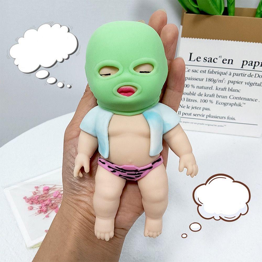 TPR Cartoon Fidget Toy Silicone Pinch Decompression Toy Masked Doll Squeeze Toy  Kids Tricky Doll
