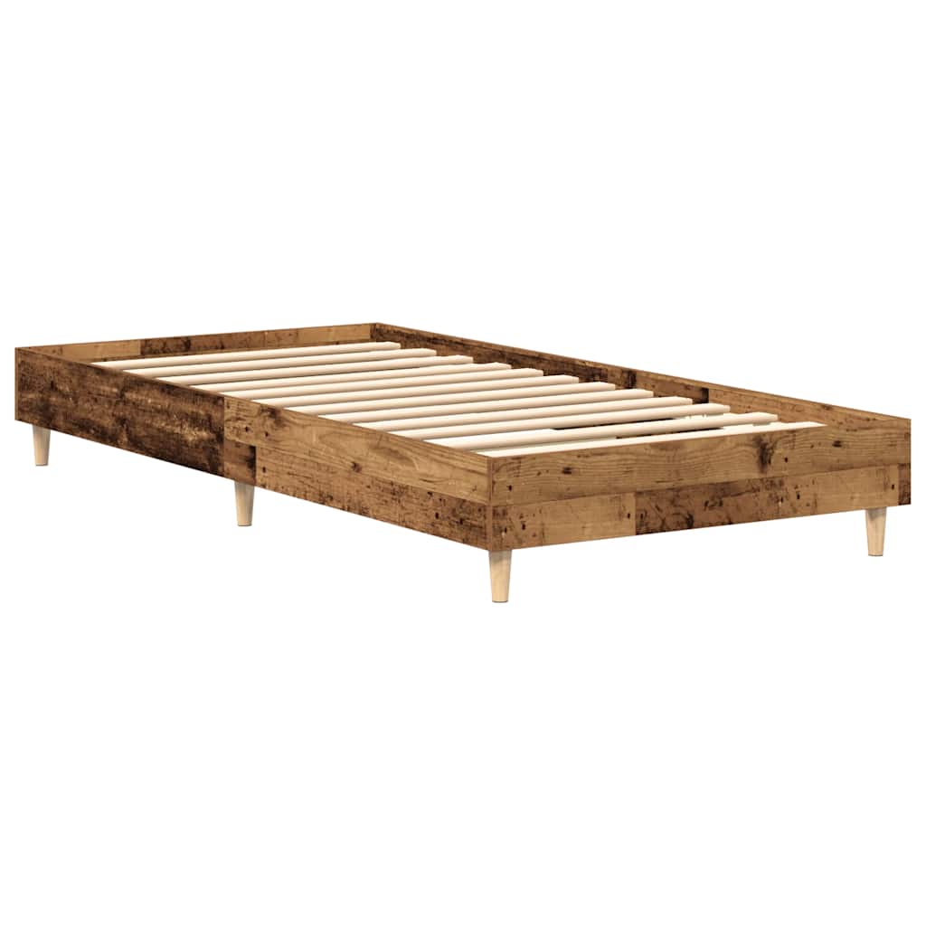 Bed Frame without Mattress Rustic Wood Look 100 x 200 cm Wood Based Material